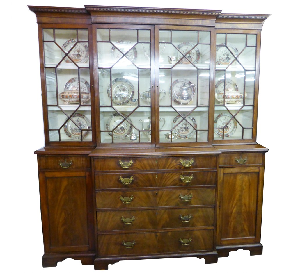 Small George III Secretaire Breakfront Bookcase