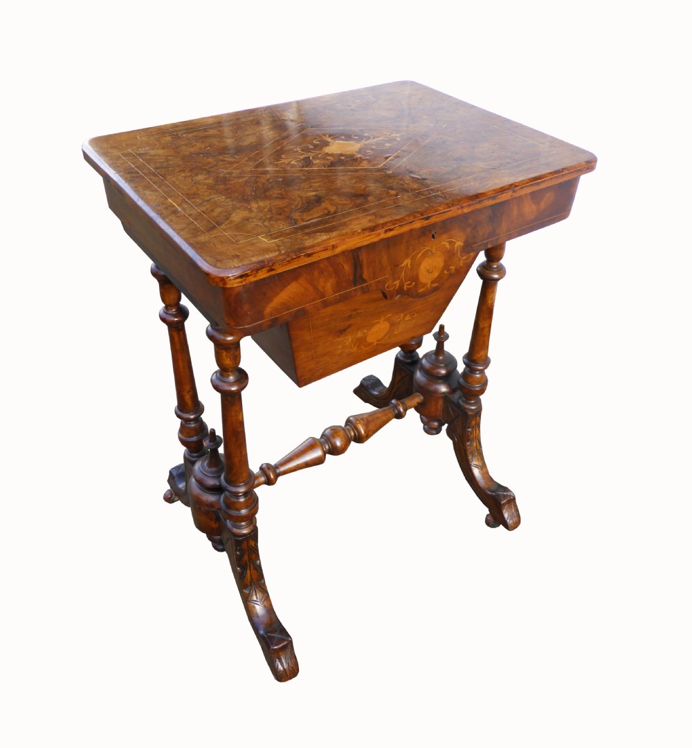 Victorian Burr Walnut and Inlaid Work Table