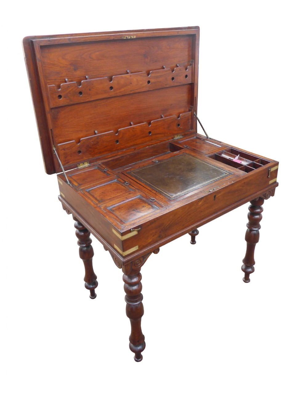 Early Victorian Mahogany Travelling Campaign Desk