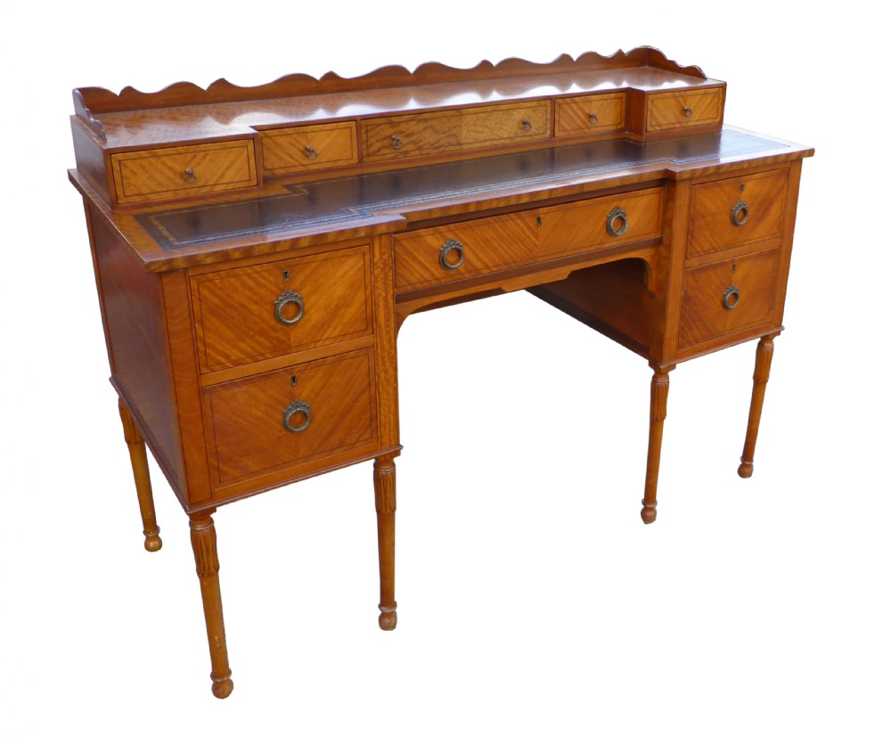 Edwardian Satinwood Carlton House Style Writing Desk