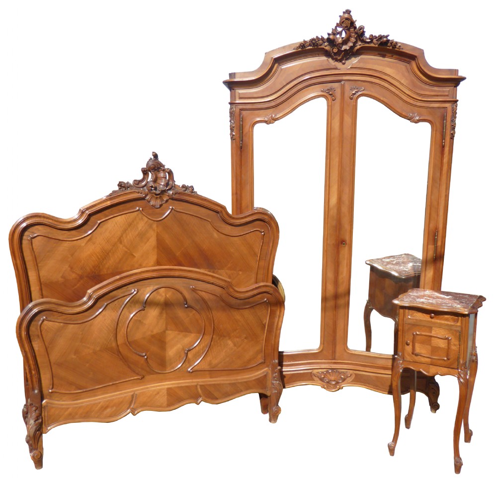 19th Century French Walnut Rococo Bedroom Suite