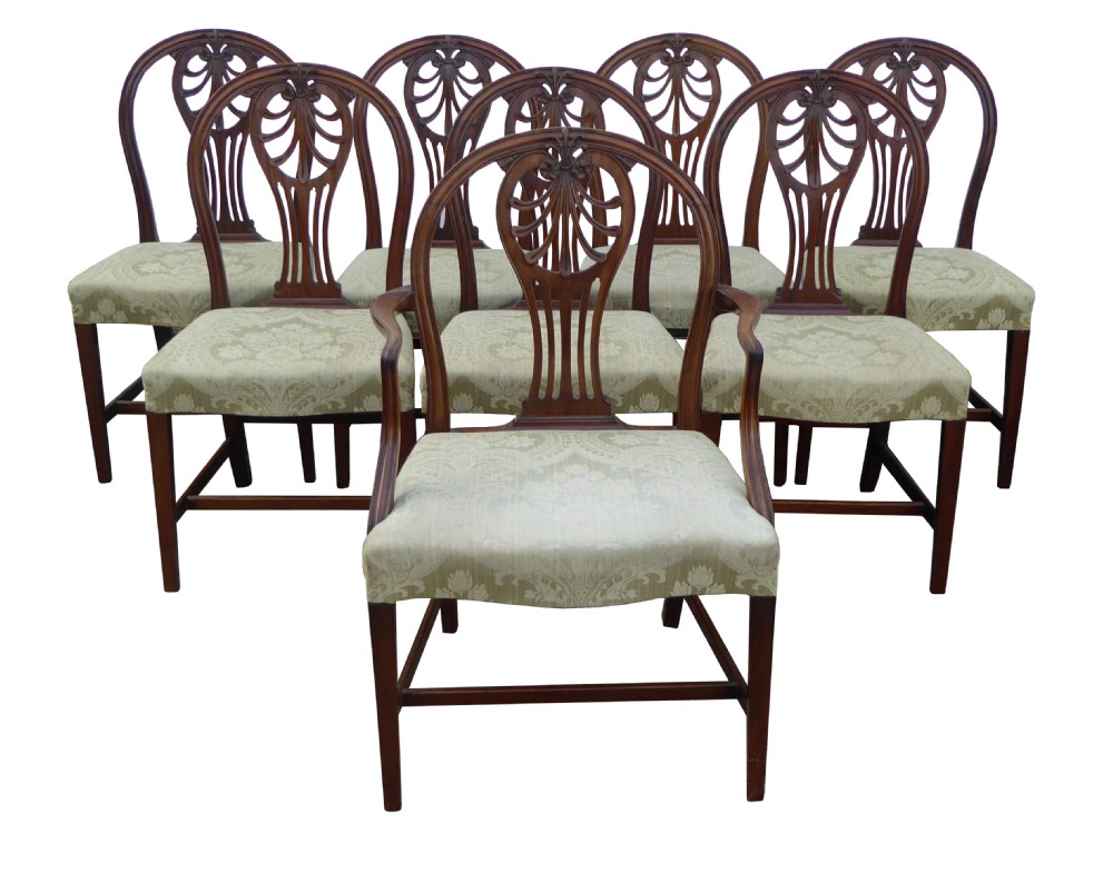 Set of 8 Antique Solid Mahogany Dining Chairs