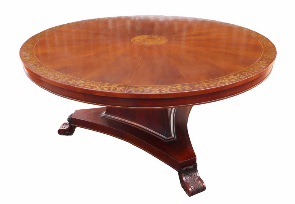 Regency Style Mahogany and Brass Inlaid Dining Table