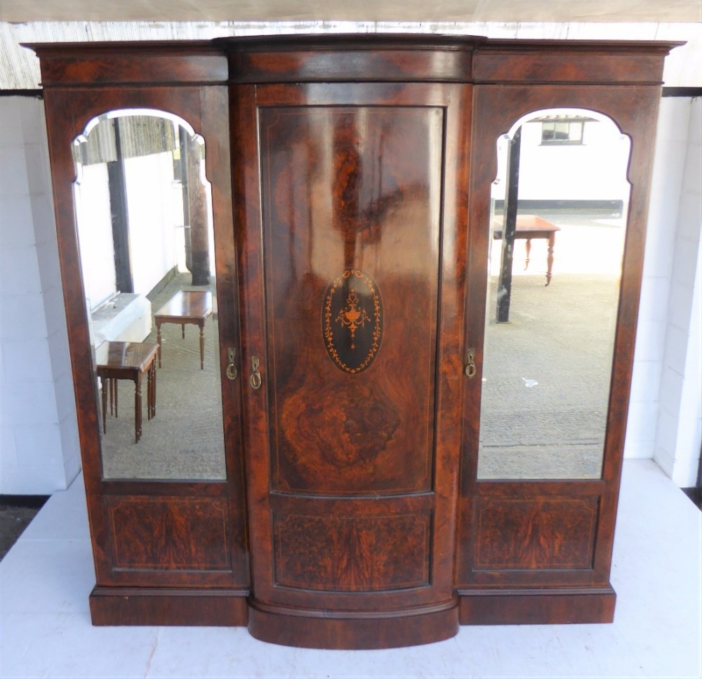 Victorian Inlaid Walnut Three door Wardrobe