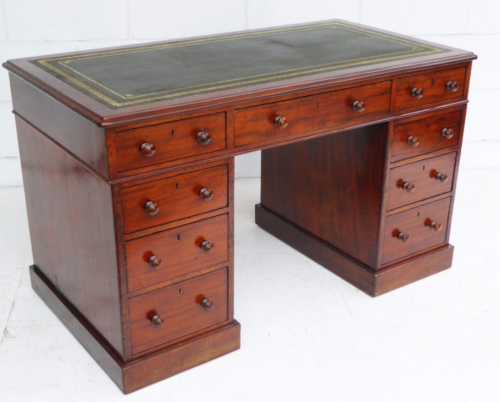 Victorian Solid Mahogany Pedestal Desk by Holland & Sons