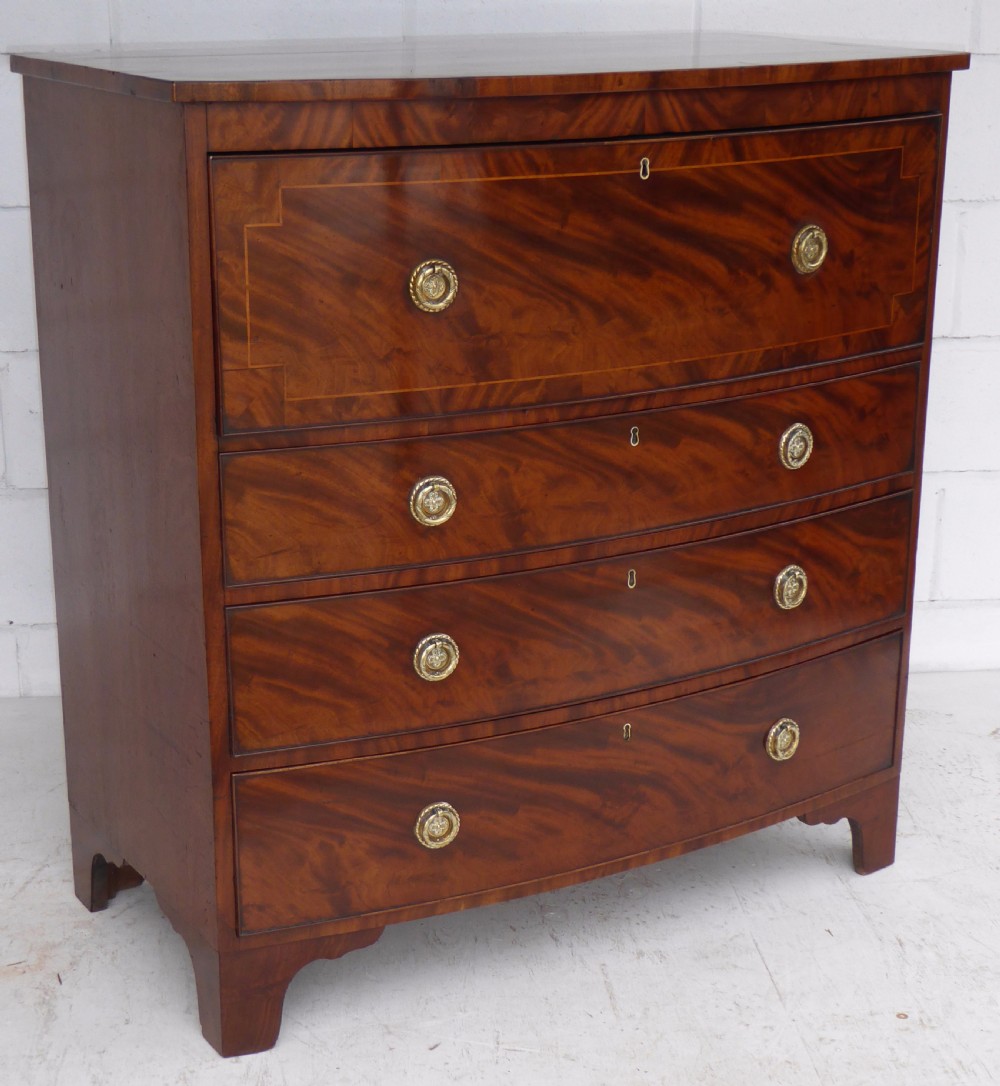 Regency Flame Mahogany Bow Front Secretaire Chest  View II