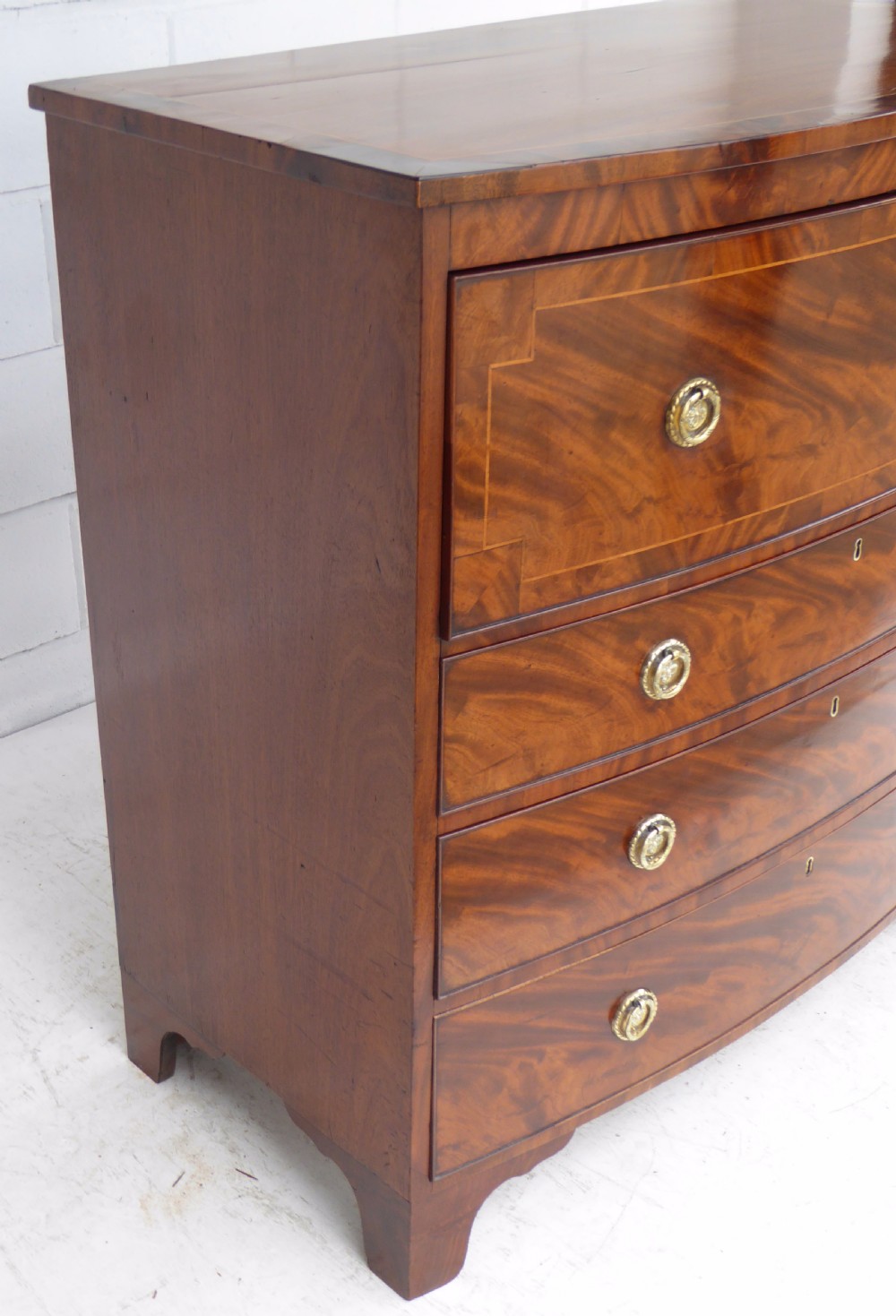 Regency Flame Mahogany Bow Front Secretaire Chest  View III