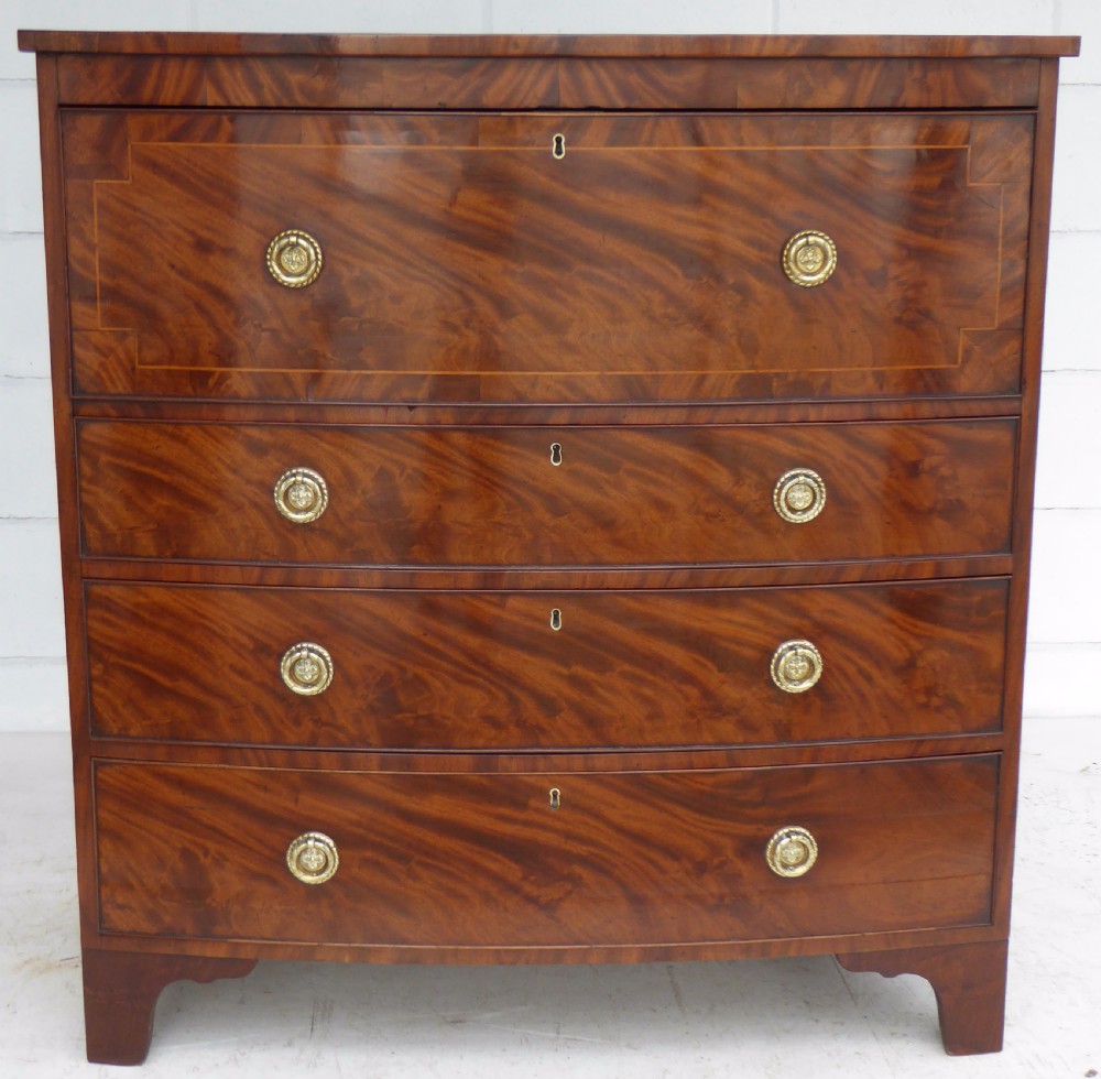 Regency Flame Mahogany Bow Front Secretaire Chest  View IV