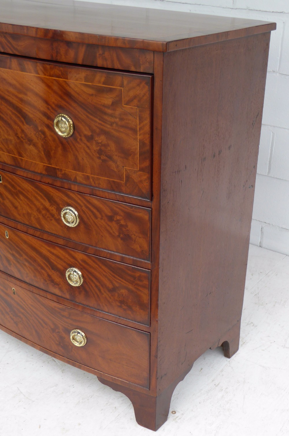 Regency Flame Mahogany Bow Front Secretaire Chest  View V