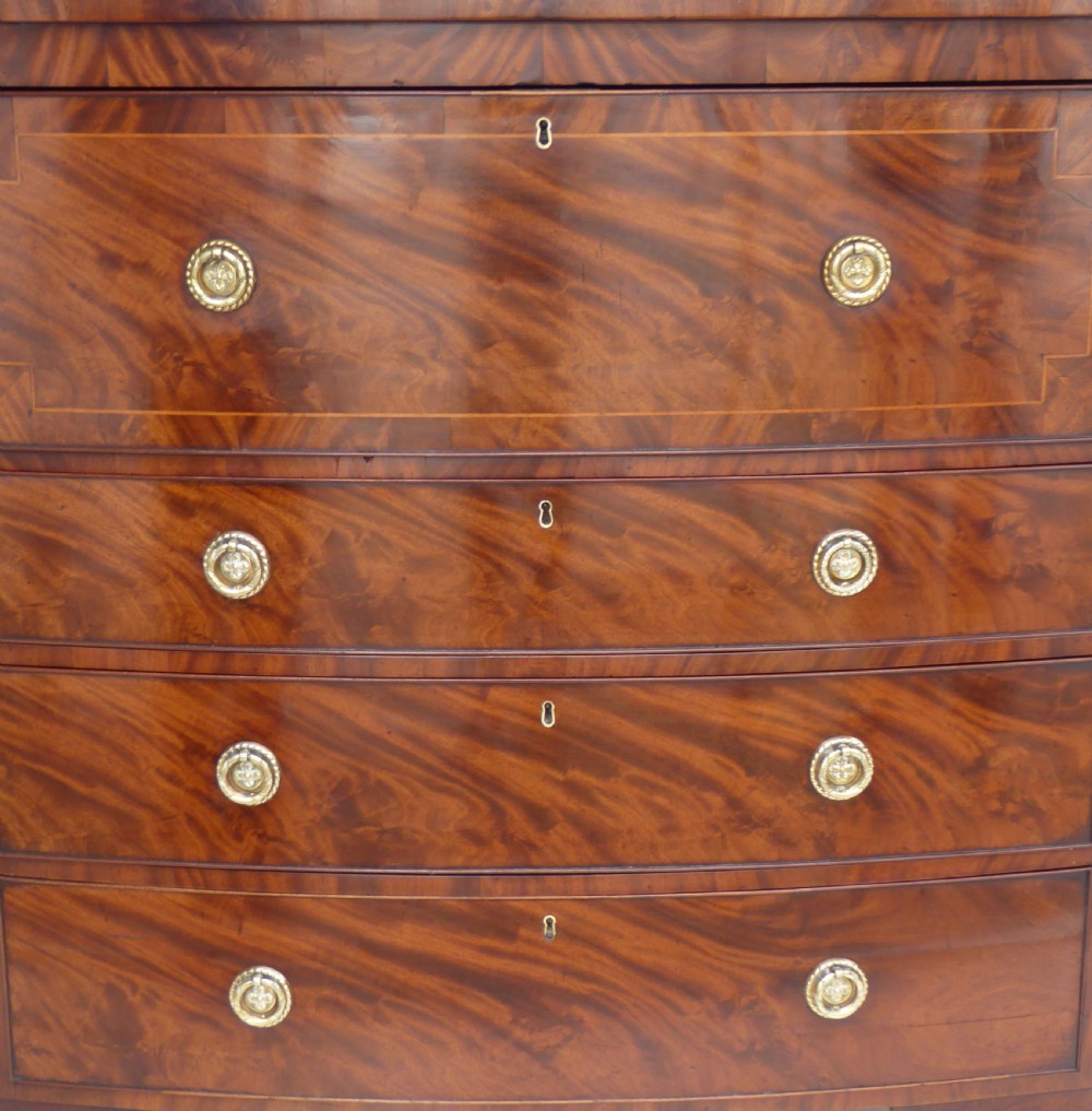 Regency Flame Mahogany Bow Front Secretaire Chest  View VII