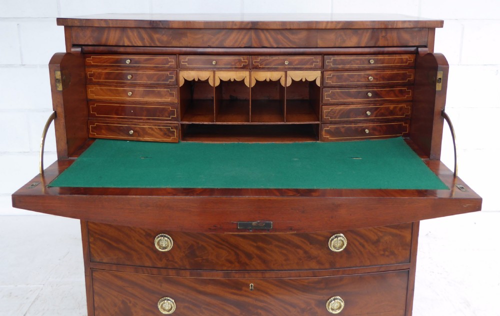 Regency Flame Mahogany Bow Front Secretaire Chest  View X