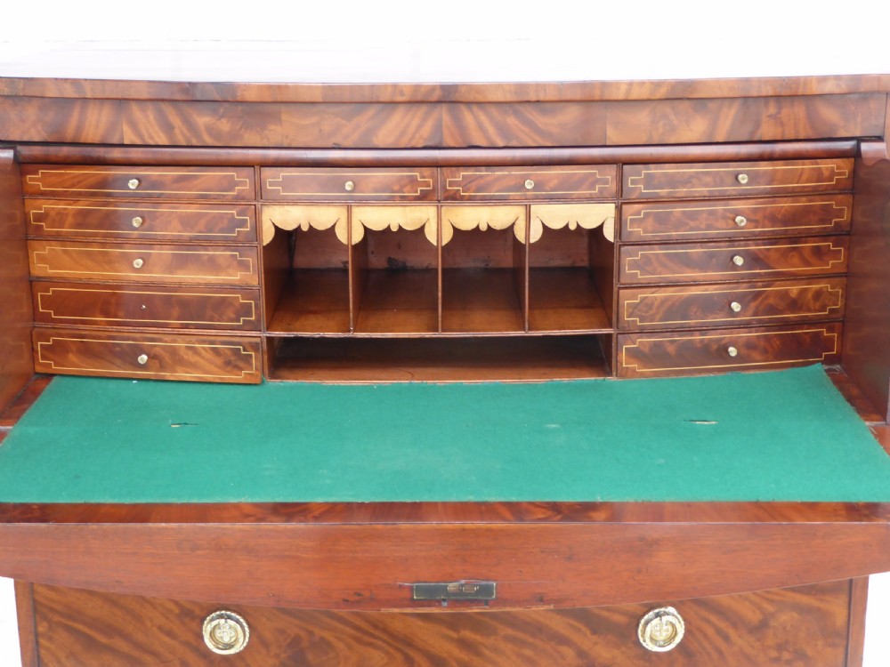Regency Flame Mahogany Bow Front Secretaire Chest  View XI