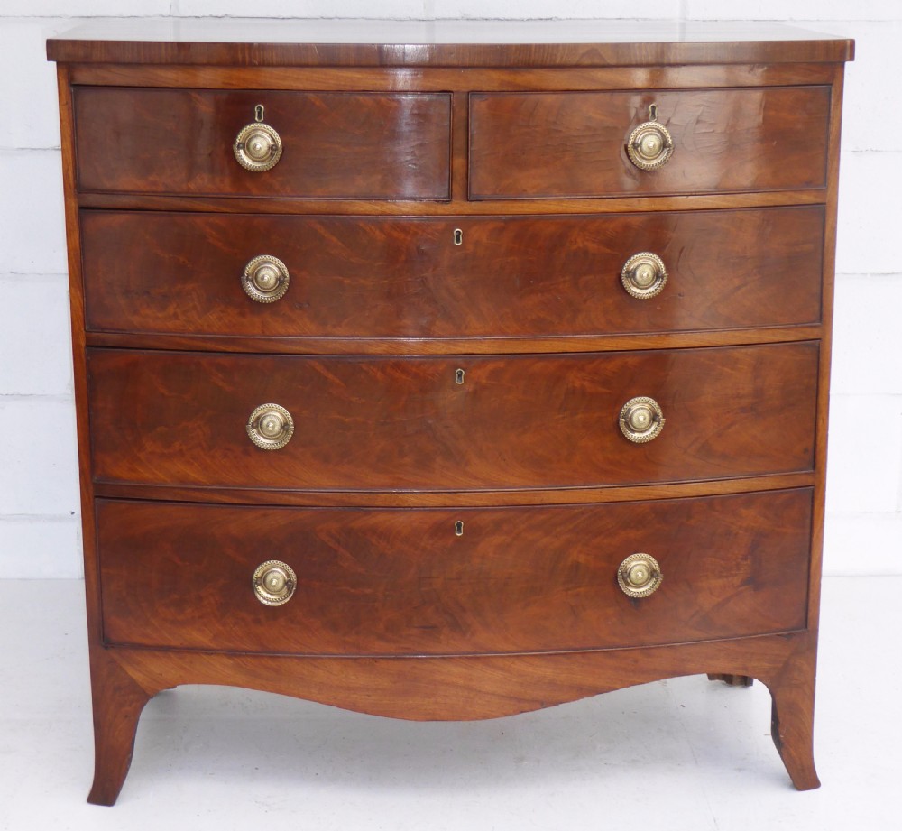 Regency Mahogany Bow Front Chest of Drawers View II