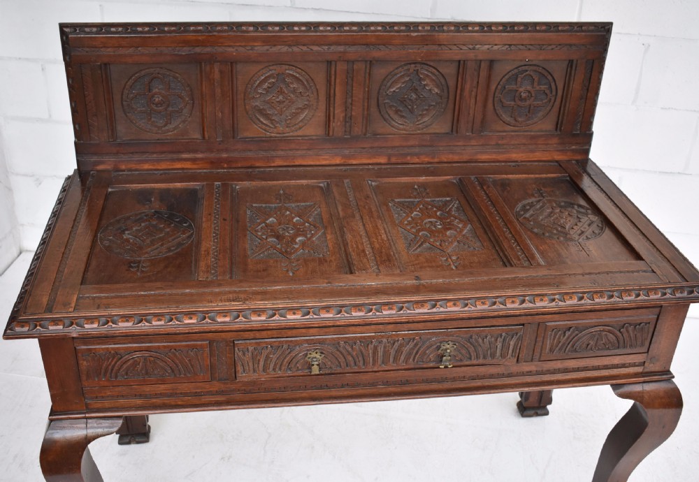 Large Carved Oak Side Table View II