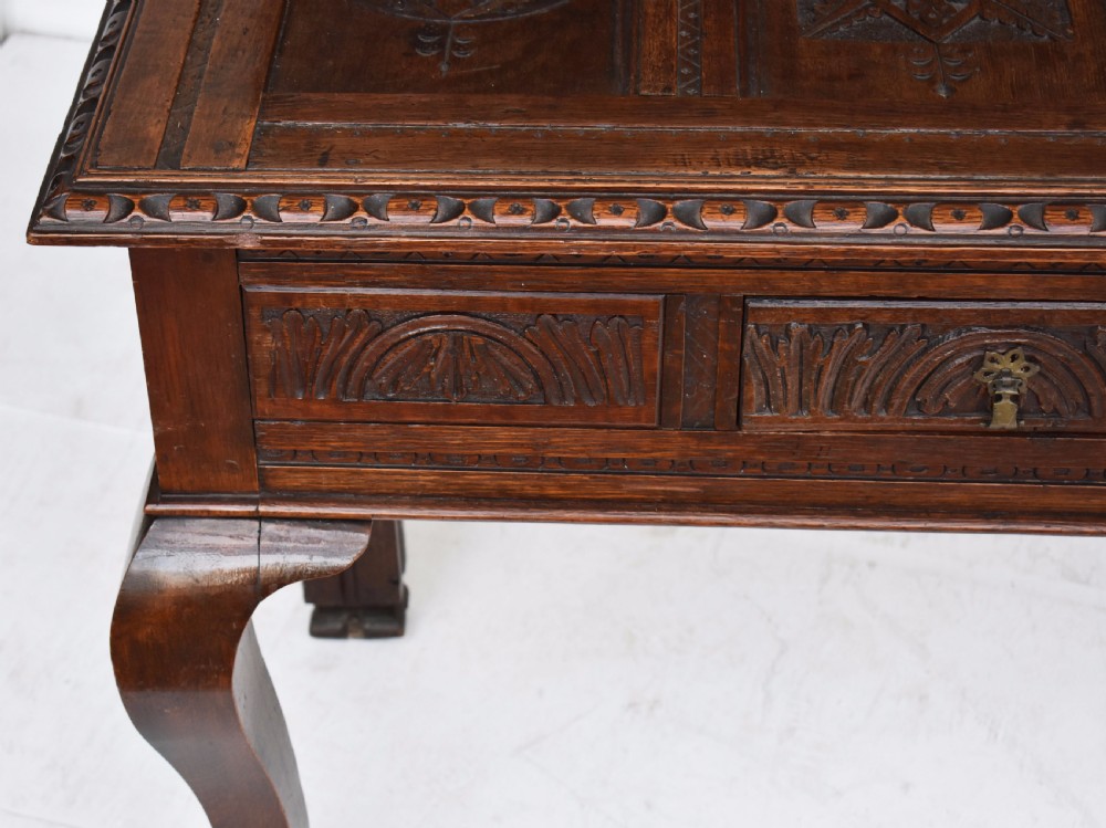 Large Carved Oak Side Table View VII