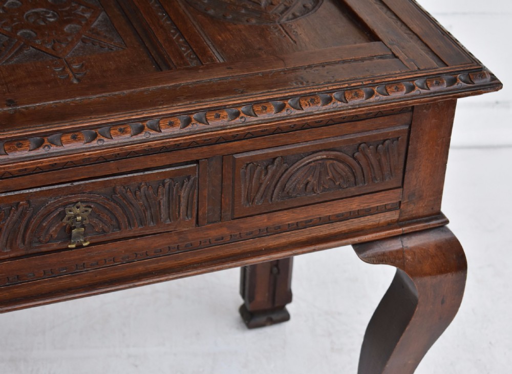 Large Carved Oak Side Table View IX