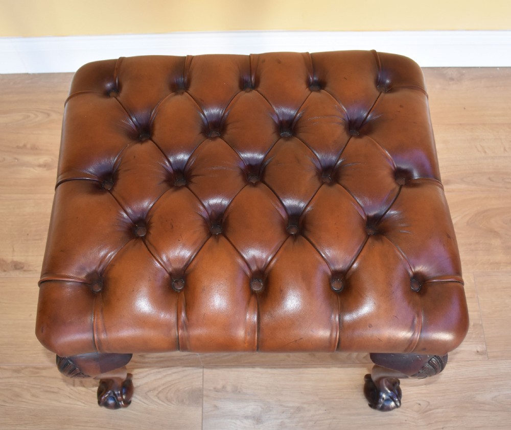 Antique Queen Anne Style Deep Button Foot Stool View V