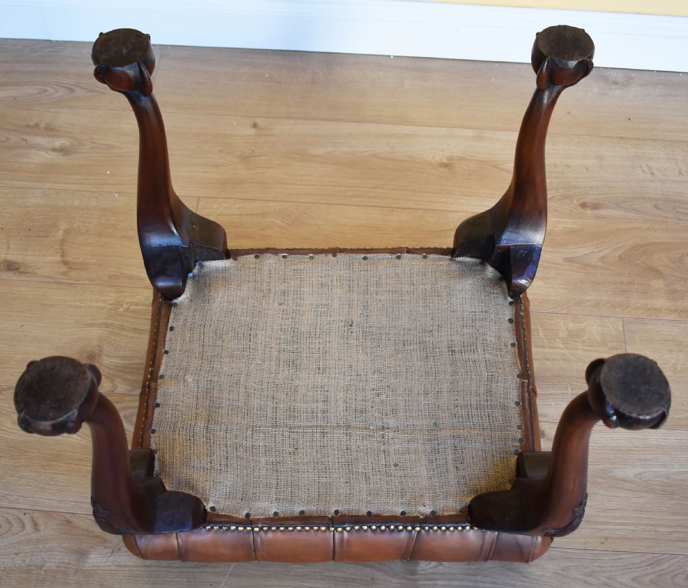 Antique Queen Anne Style Deep Button Foot Stool View VII