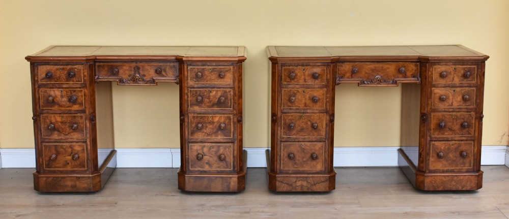Pair of Victorian Burr Walnut Desks
