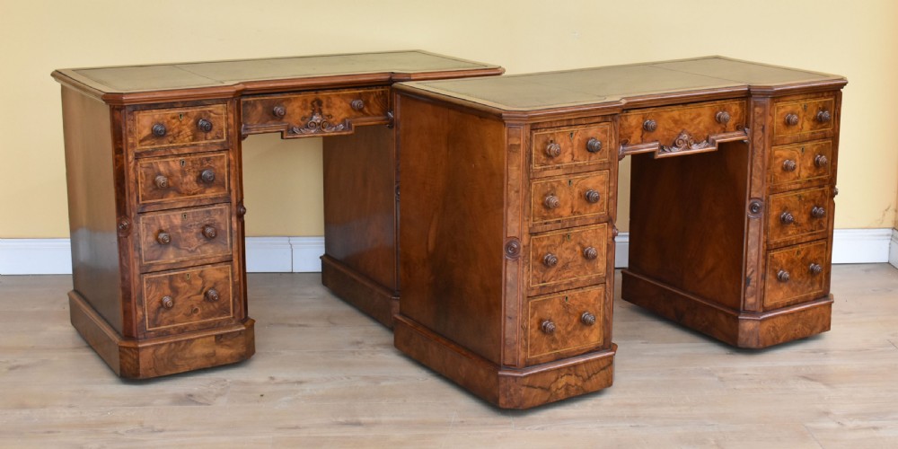 Pair of Victorian Burr Walnut Desks View II