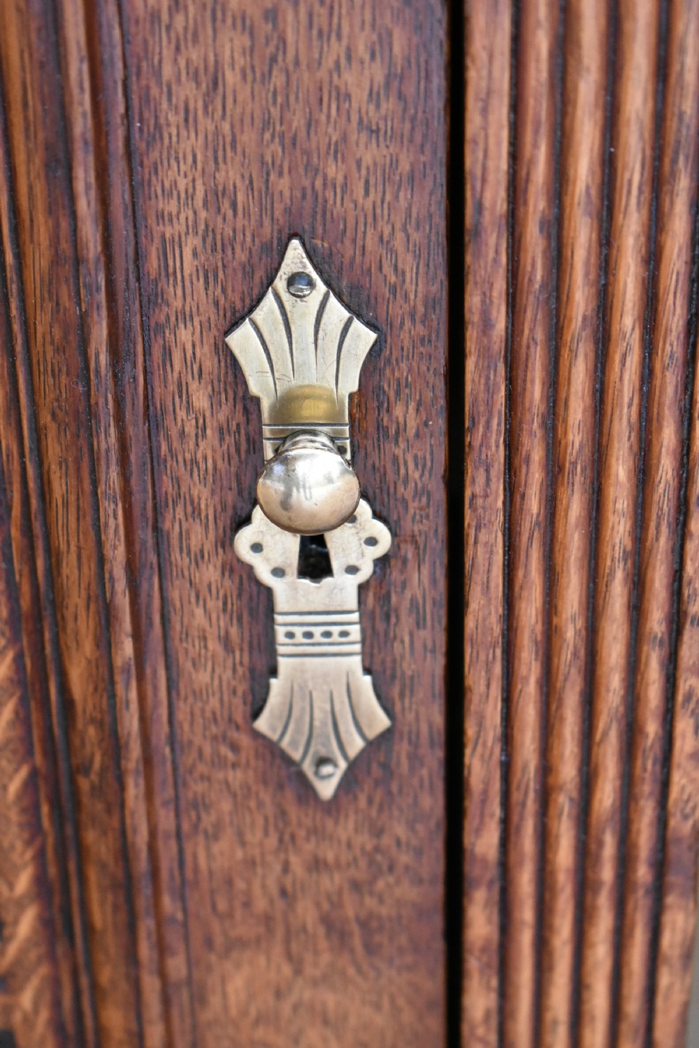 Pair Victorian Oak Carved Bedside Cupboards View V