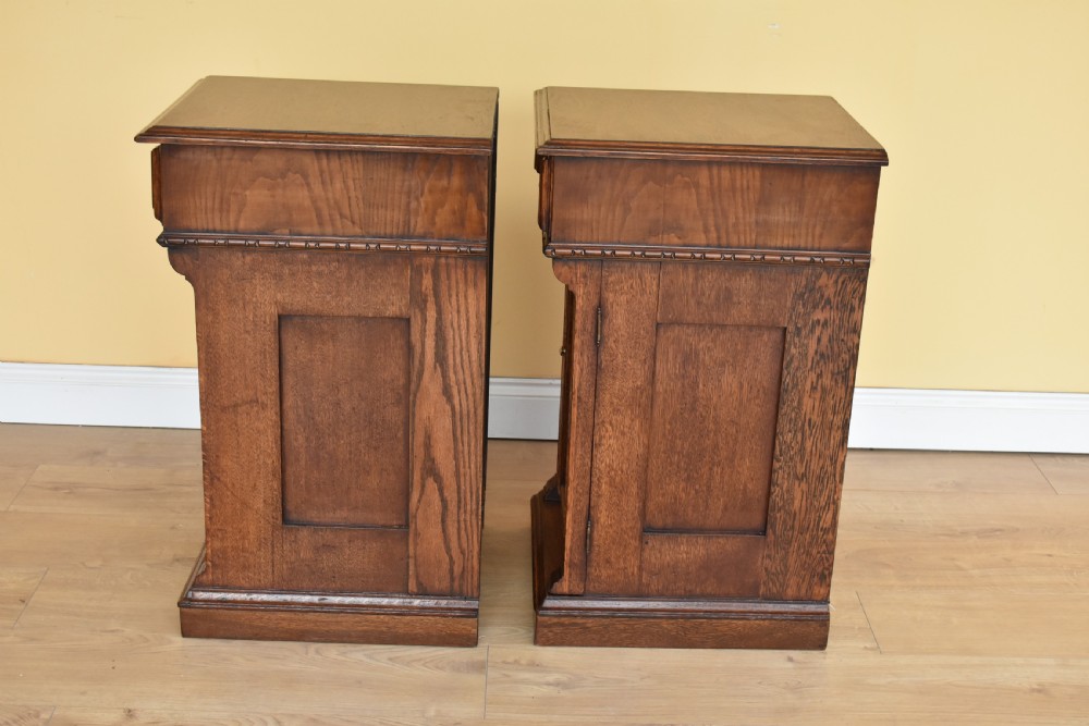 Pair Victorian Oak Carved Bedside Cupboards View VII