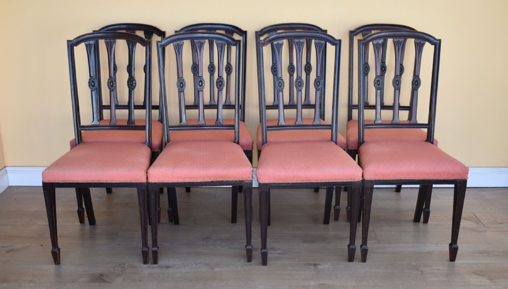 Set of 8 Edwardian Solid Mahogany Dining Chairs