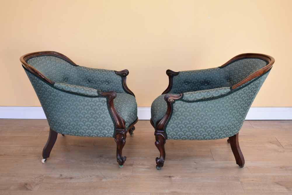 Pair of Victorian Rosewood Tub Chairs View II