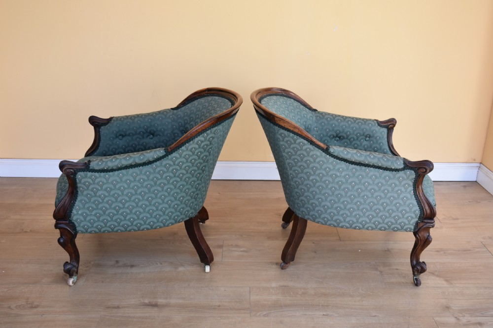 Pair of Victorian Rosewood Tub Chairs View IV
