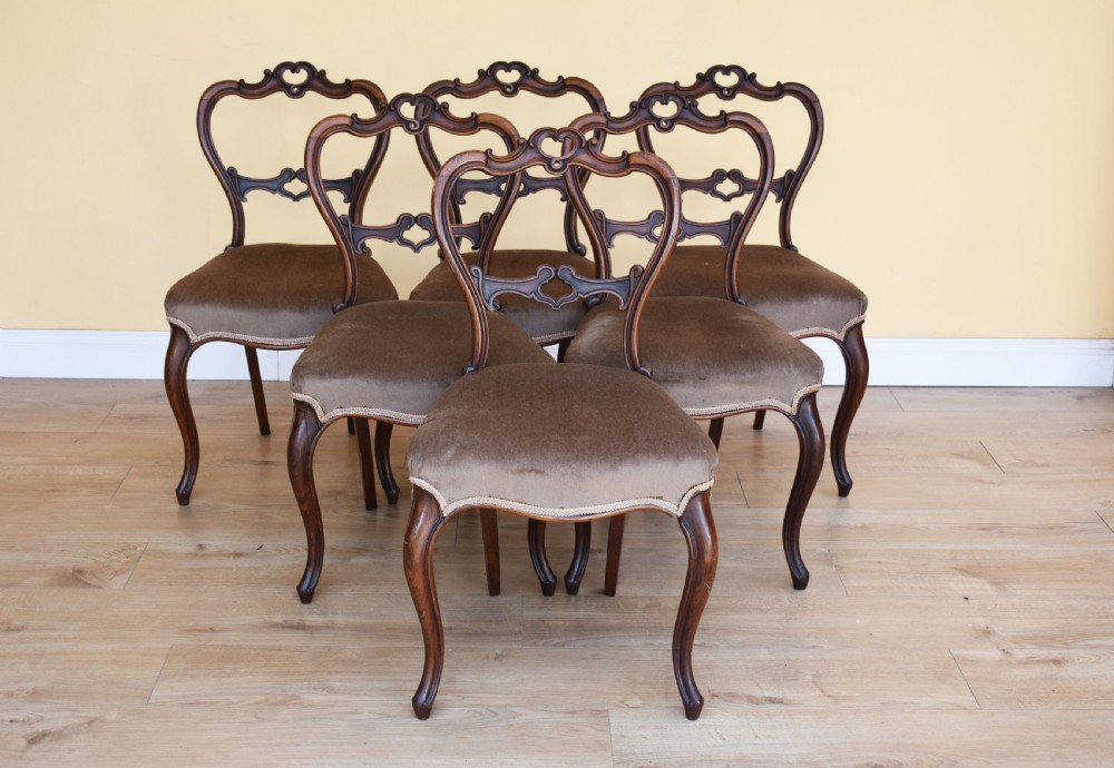 Set of 6 Victorian Rosewood Dining Chairs