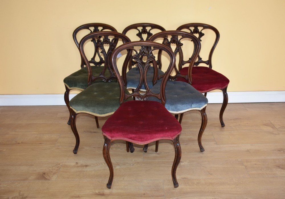 Set of 6 Victorian Mahogany Dining Chairs