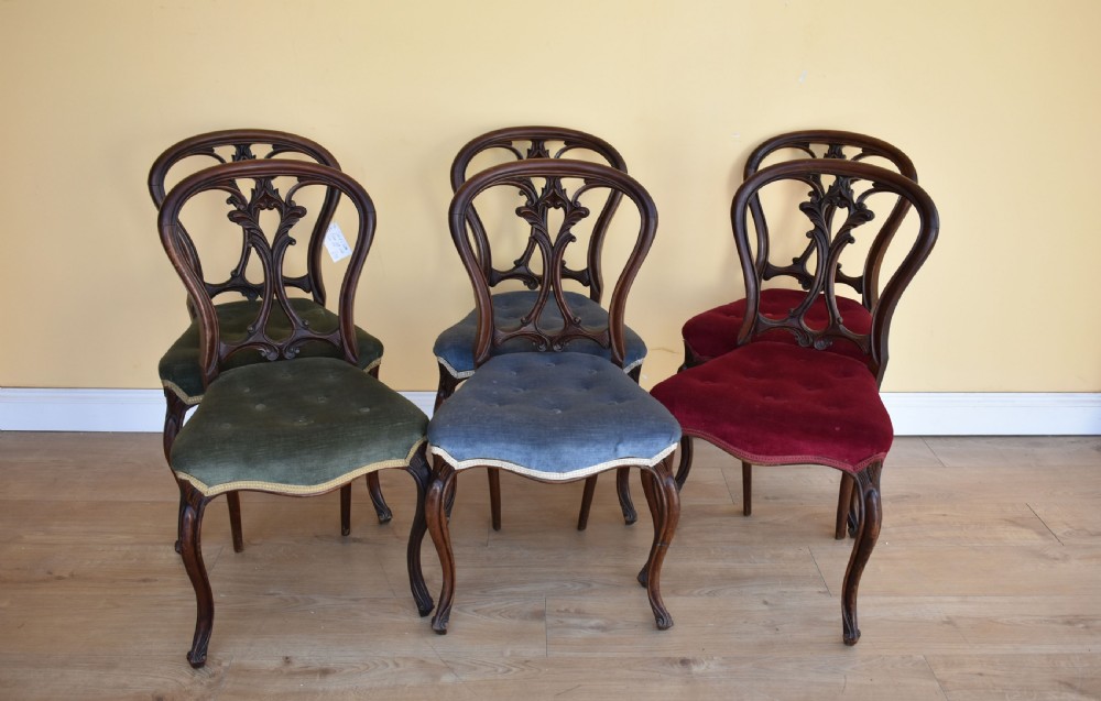 Set of 6 Victorian Mahogany Dining Chairs View II