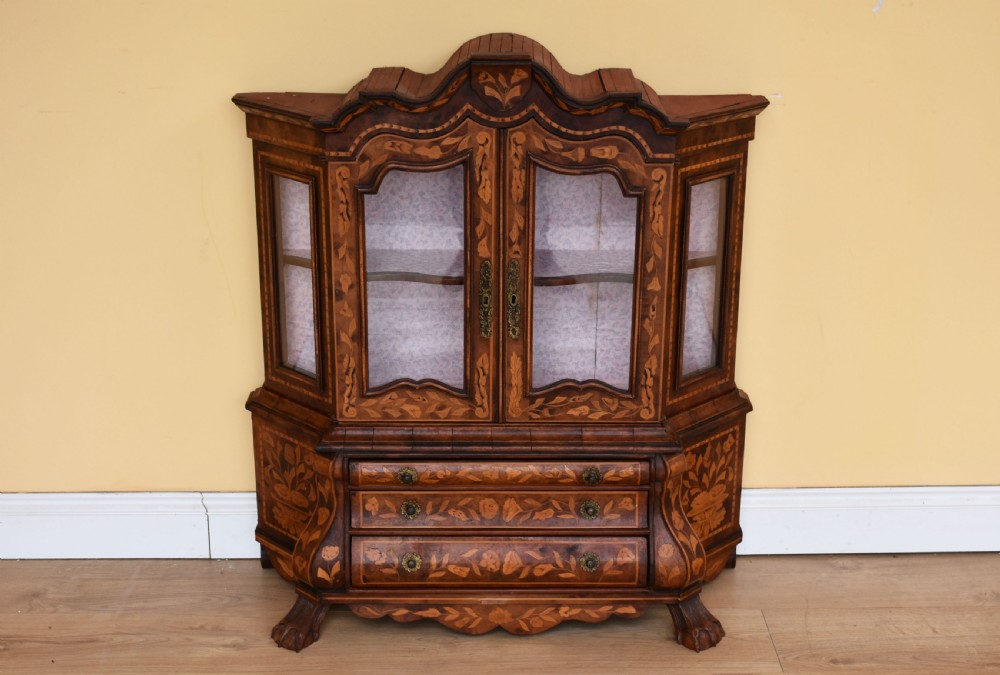Miniature Dutch Marquetry Vitrine