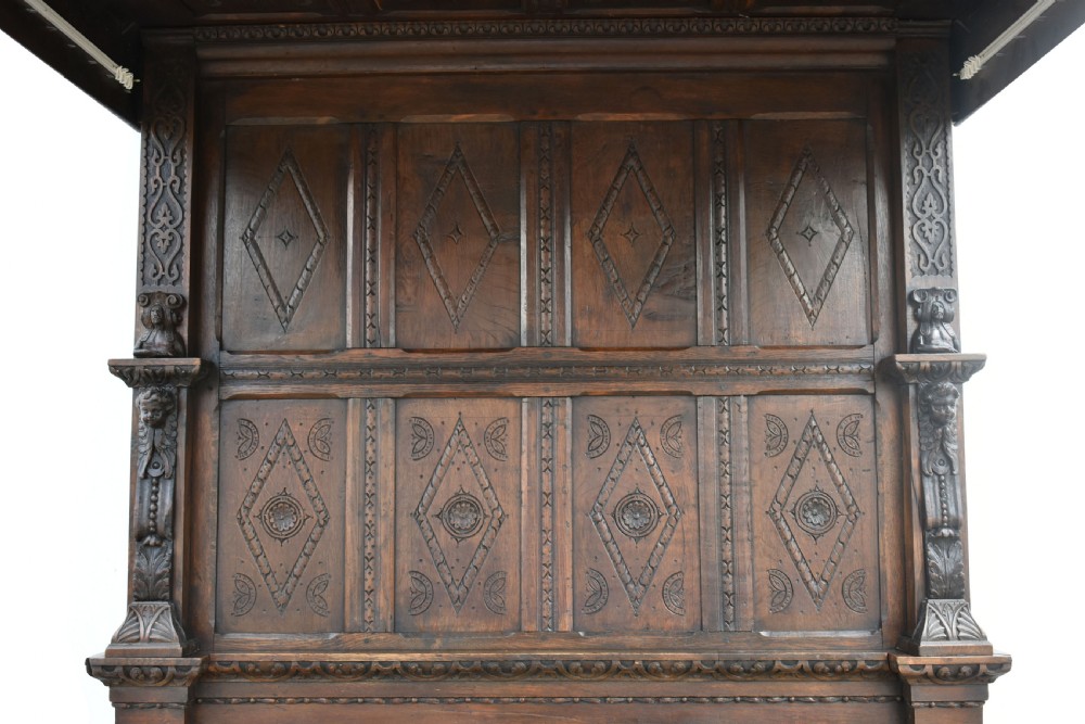17th Century Elizabethan Carved Oak Four Poster Bed View V