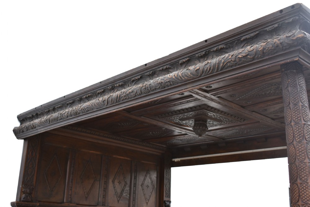 17th Century Elizabethan Carved Oak Four Poster Bed View VIII