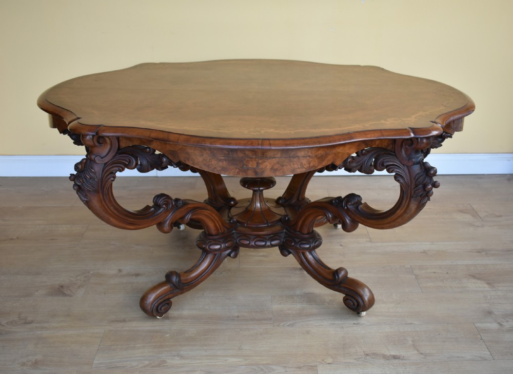 Victorian Burr Walnut Inlaid Centre Table