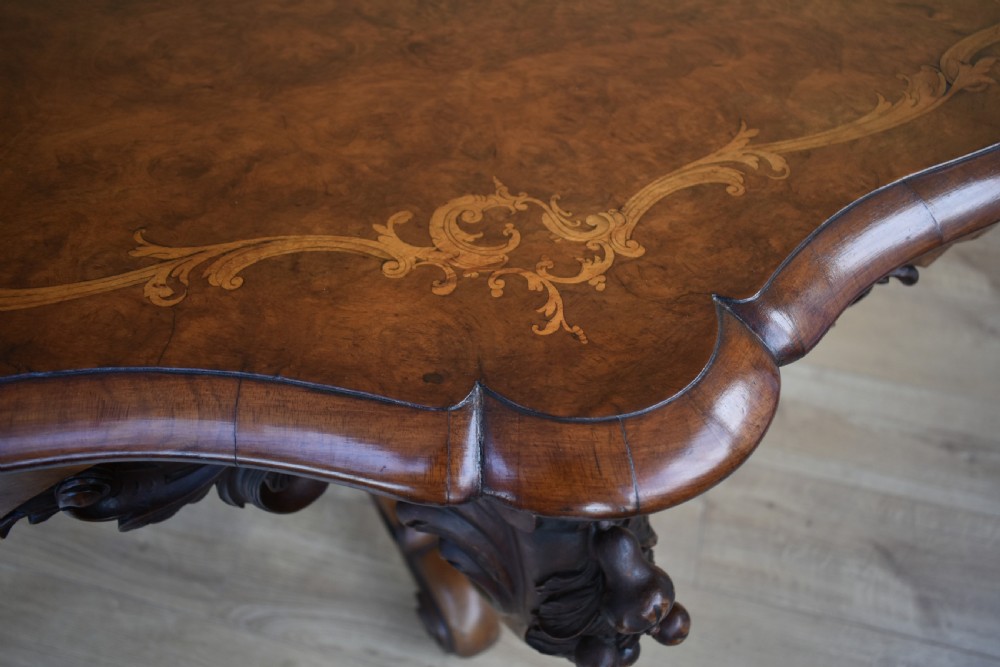 Victorian Burr Walnut Inlaid Centre Table View IX