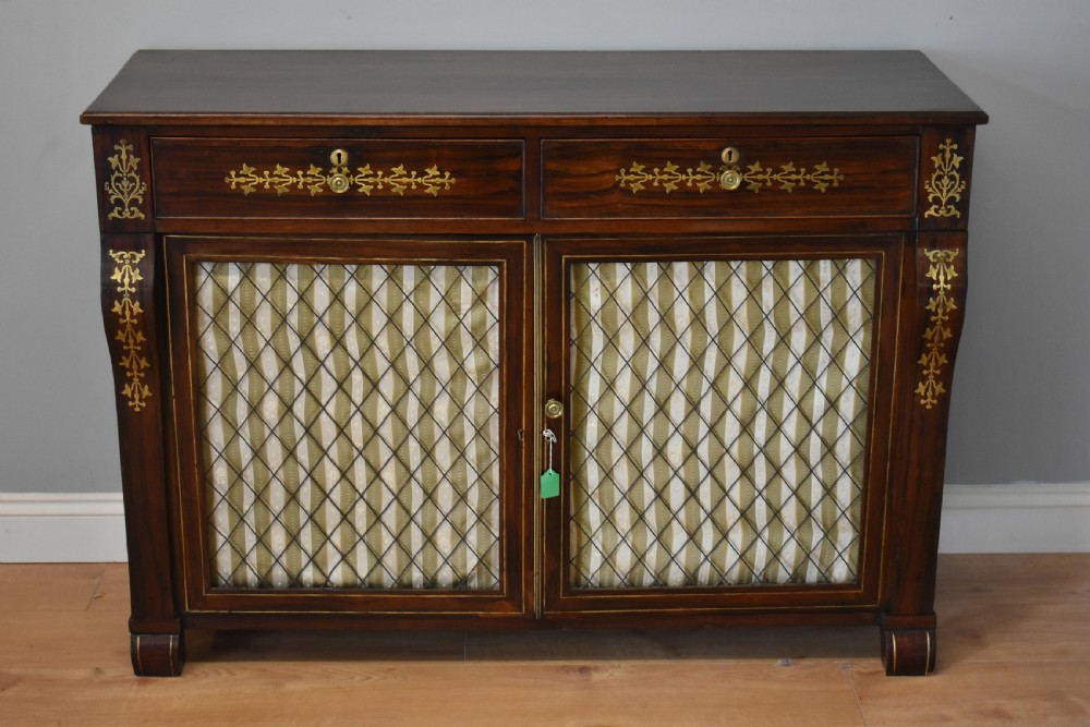 19th Century Regency Rosewood and Brass Inlaid Bookcase View II
