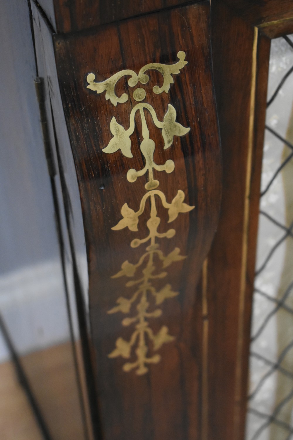 19th Century Regency Rosewood and Brass Inlaid Bookcase View III