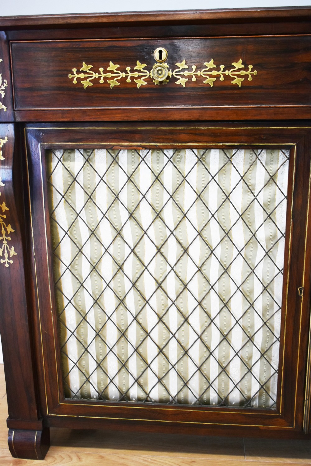 19th Century Regency Rosewood and Brass Inlaid Bookcase View VI