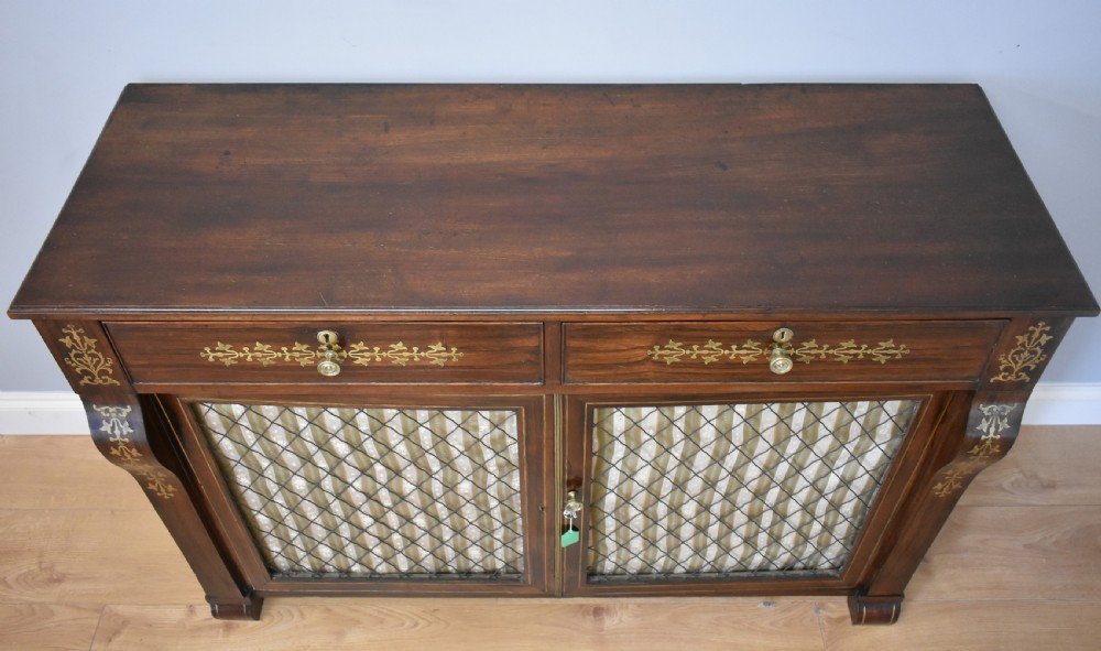 19th Century Regency Rosewood and Brass Inlaid Bookcase View VII