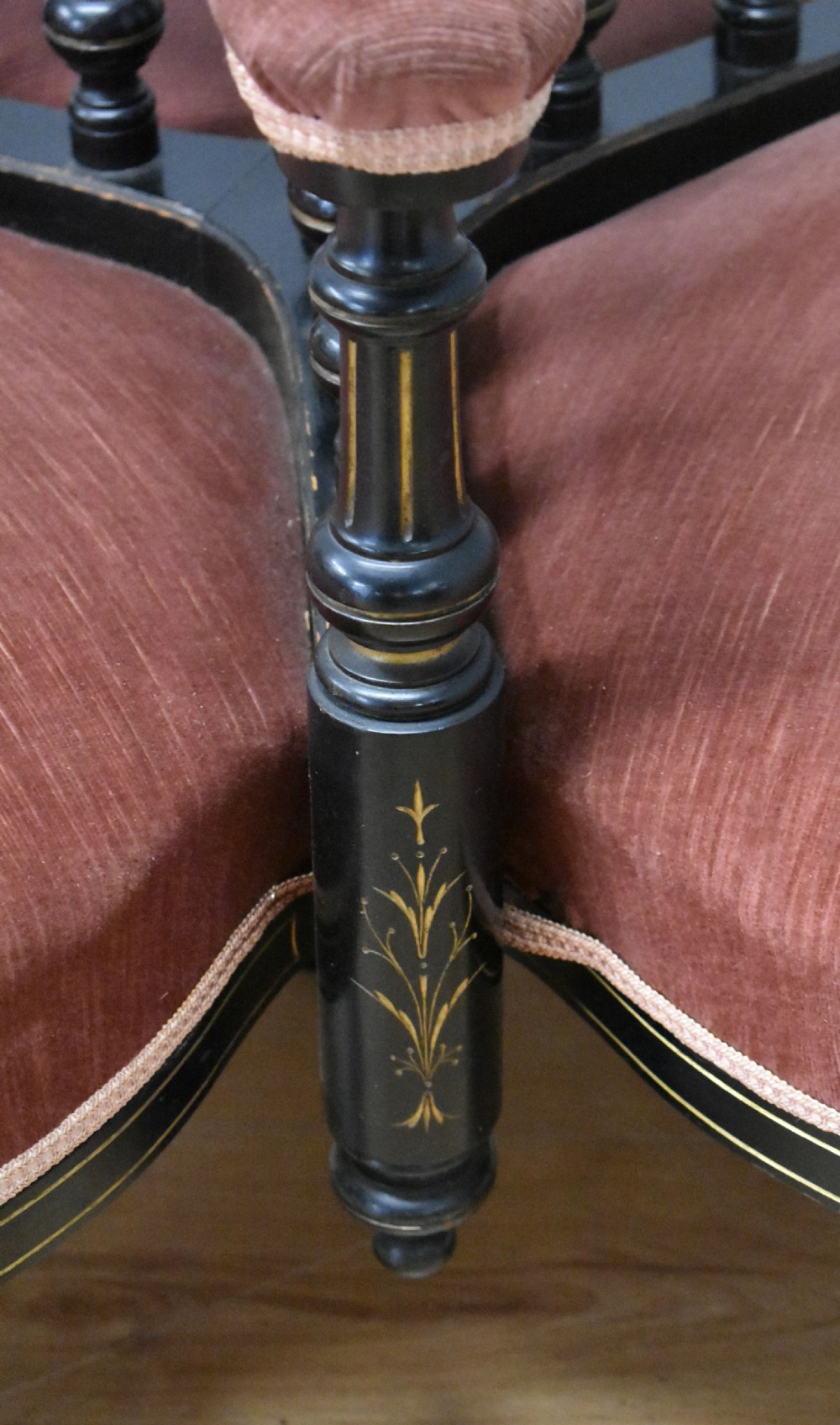 19th Century Victorian Ebonised Three Seat Conversation Seat View III