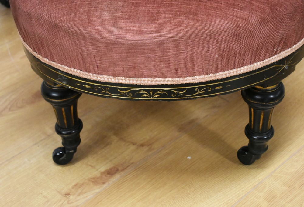 19th Century Victorian Ebonised Three Seat Conversation Seat View V