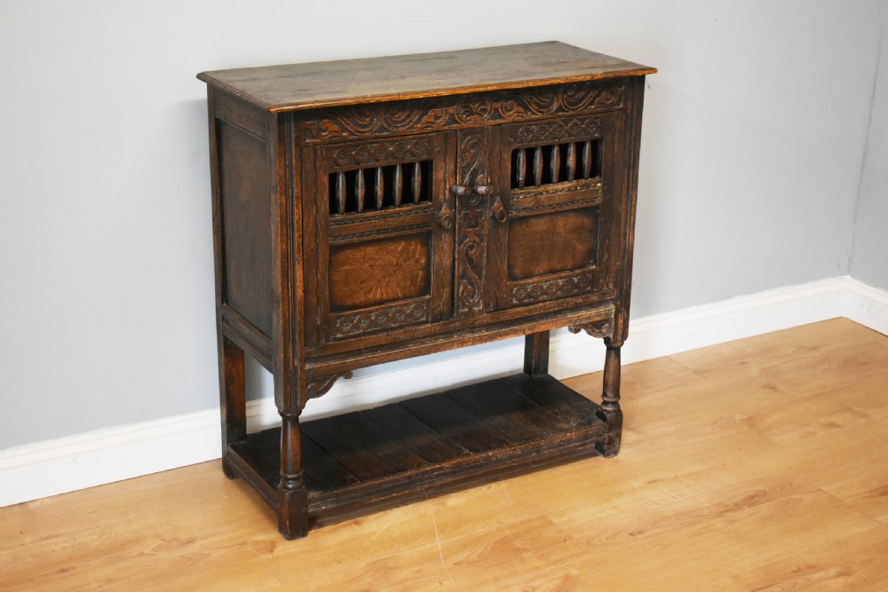 Small 20th Century Carved Oak Sideboard