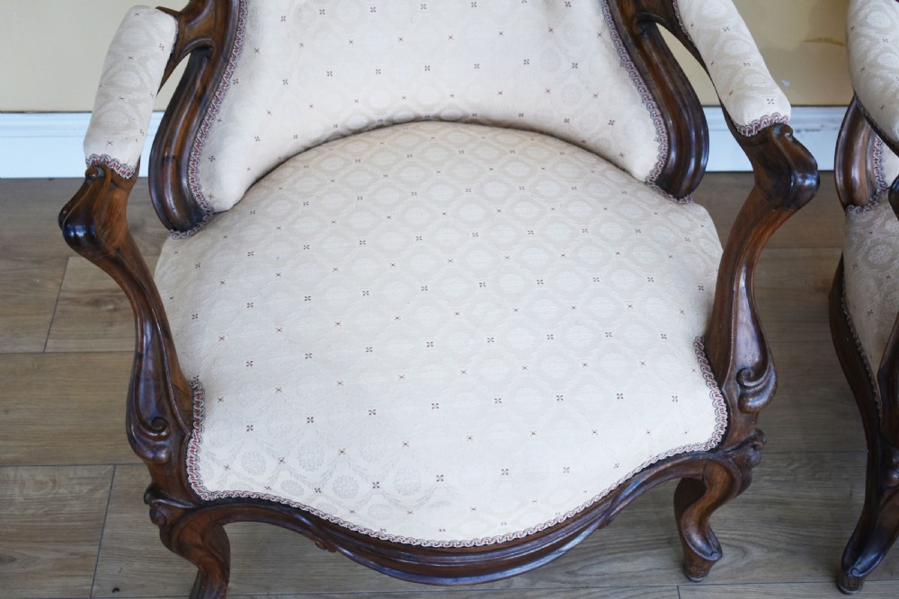 19th Century Pair of Victorian Rosewood Armchairs View IV