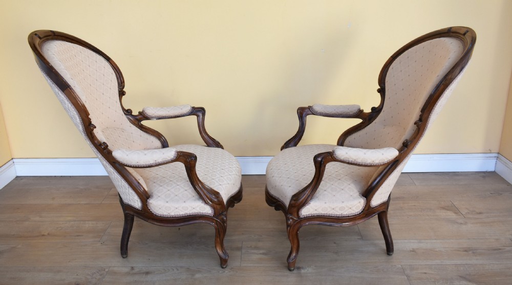 19th Century Pair of Victorian Rosewood Armchairs View VI