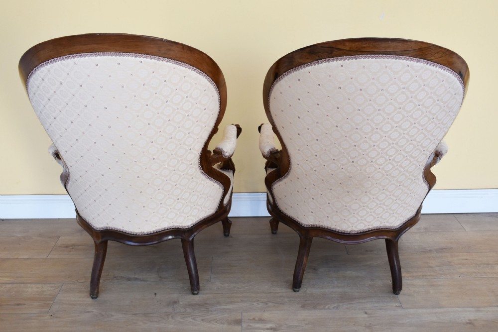 19th Century Pair of Victorian Rosewood Armchairs View VII