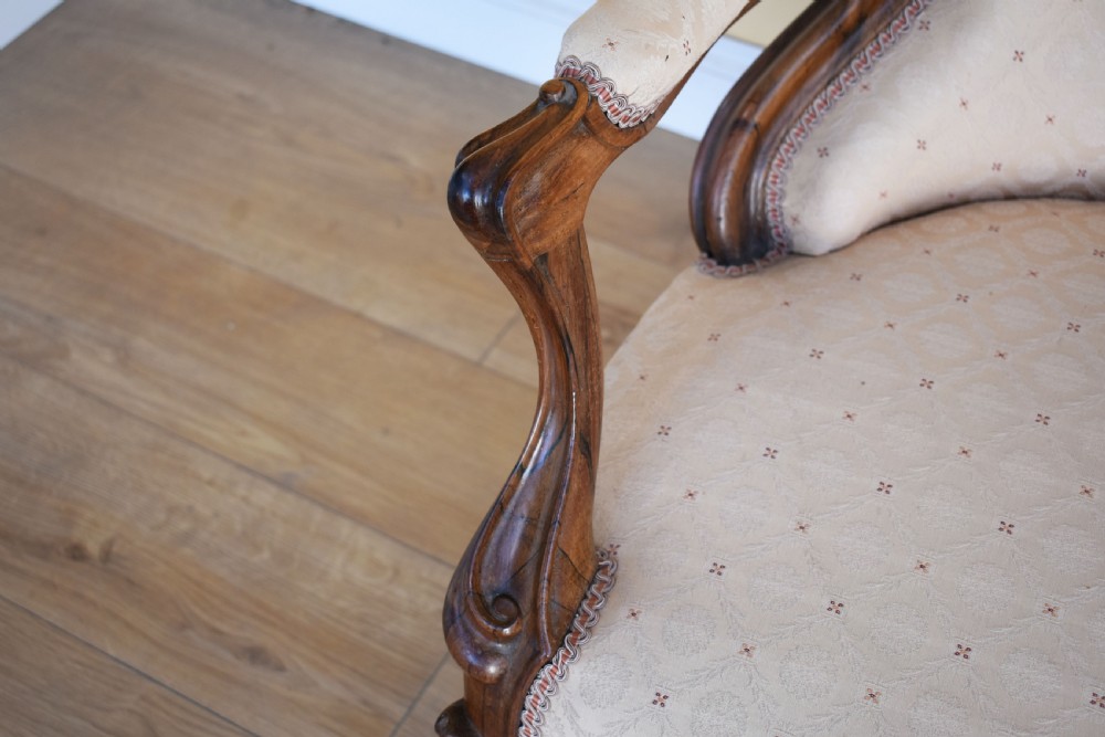 19th Century Pair of Victorian Rosewood Armchairs View VIII