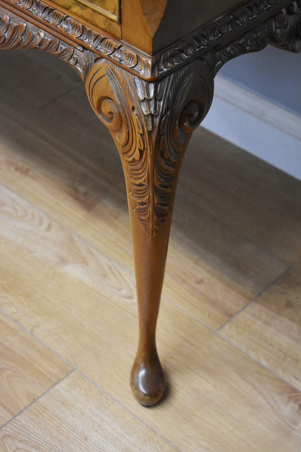 20th Century Queen Anne Style Burr Walnut Cocktail Cabinet View VI