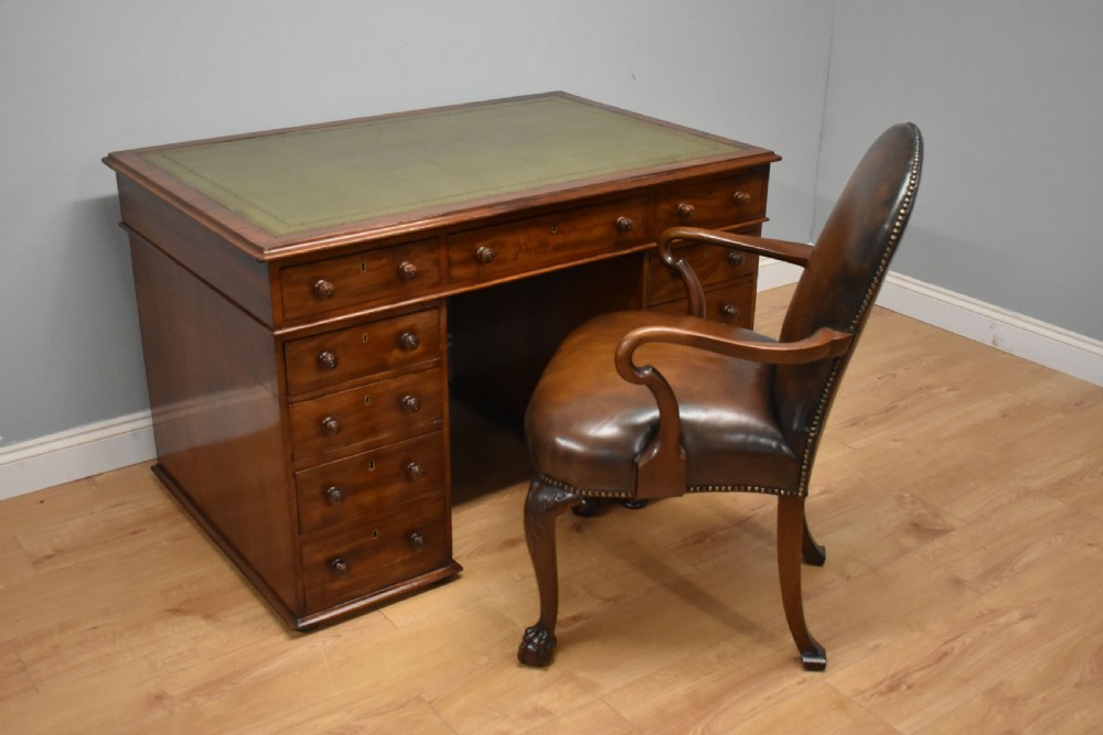 Small 19th Century Victorian Mahogany Partners Desk View X